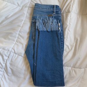 KanCan Distressed Fringe Skinny Jeans